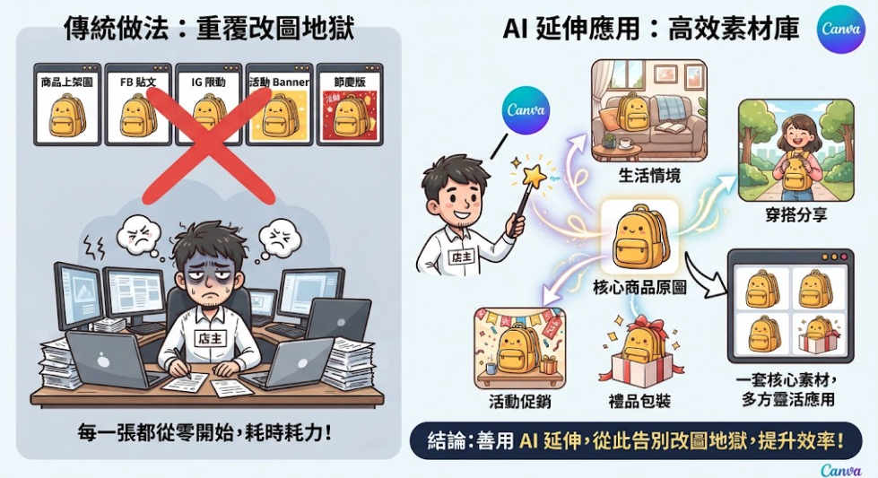 ▮別讓商品只活在一張圖裡!Canva AI 可以怎麼幫你延伸電商素材?▮ ▮別讓商品只活在一張圖裡!Canva AI 可以怎麼幫你延伸電商素材?▮