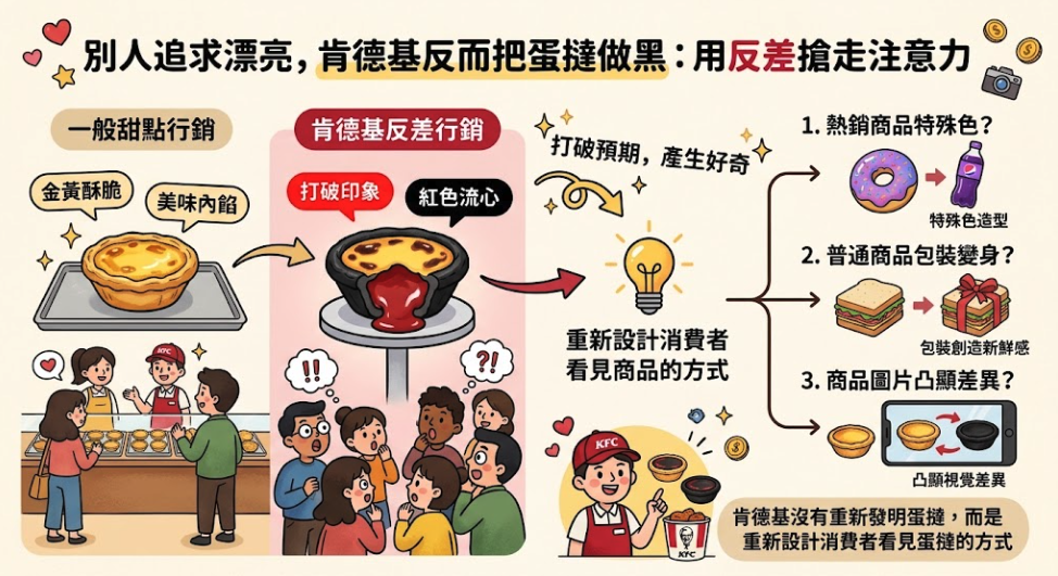 ▮[商業洞察]別人怕吃完嘴巴變黑，肯德基卻靠黑嘴唇讓蛋撻爆紅！拆解反常規商品行銷術▮